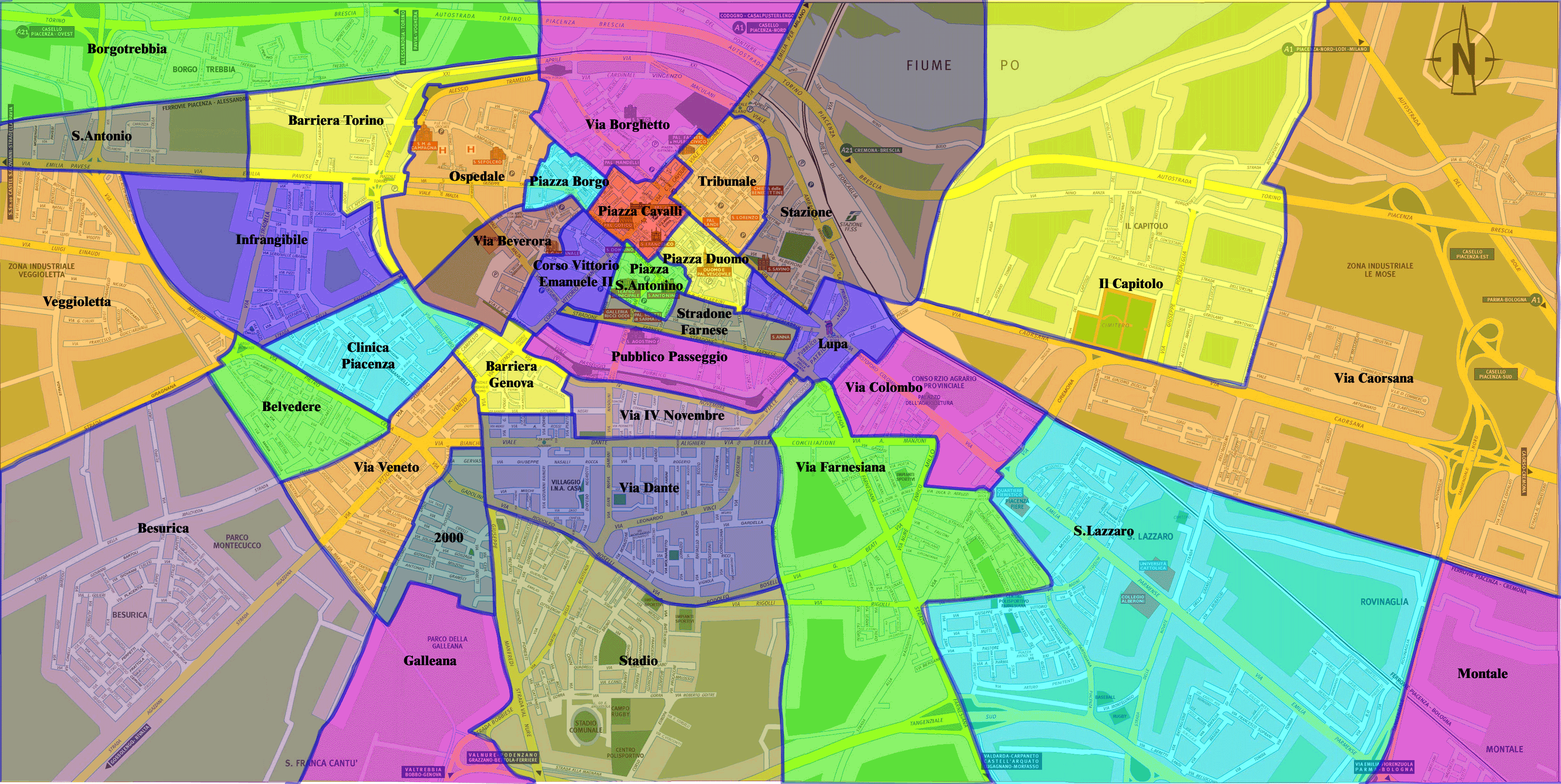 Cartina di Piacenza città